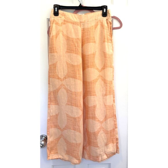 NEW Women’s SMALL Joie Peachy Keen Botanical Linen Cropped Wide Leg Pants Floral - Picture 1 of 7